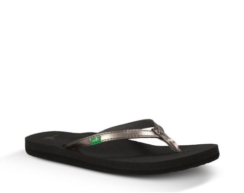 Tong Sanuk Yoga Joy Metallic Femme - Noir / Doré CTVHDB243